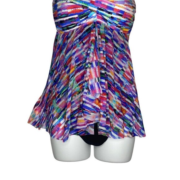 Profile by Gottex Woman's  Tricolore Printed Flyaway One-Piece Swimsuit US 8 - Picture 4 of 9